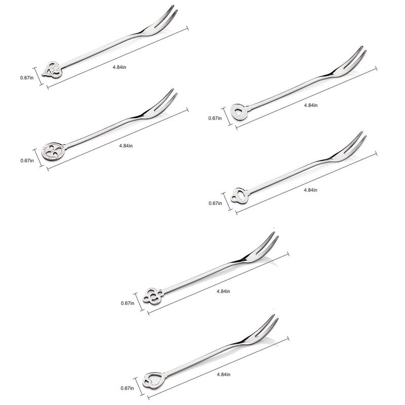 YOLOPARK 6 Pack Fruit Stainless Steel Pickle Forks, 4.84 Inch Small Cocktail Forks for Olive Appetizer Dessert Seafood, Gifts for Women in Her Birthday Anniversary Valentines Motherâ€™s Day - Image 4